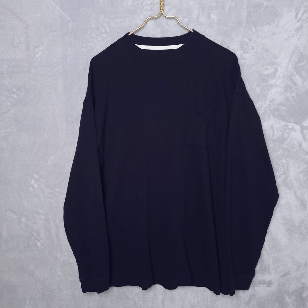 MUJI Black Heavyweight Cotton Crew Neck T-Shirt Size L Long Sleeve Casual